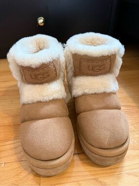 UGG Chestnut Suede Shearling Cuff Booties